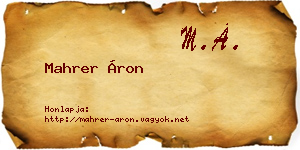 Mahrer Áron névjegykártya